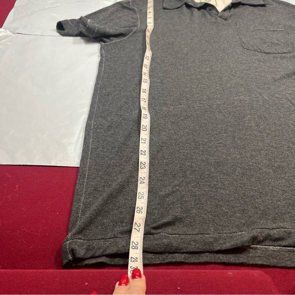 PrAna GRAY polo shirt SOFT Mens Medium Short Sleeve Collared Stretch rayon knit - Picture 9 of 10